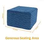 Fluffy Square Ottoman Pouf with All-in-One Foam Filling 20 x 14 Inches Furry Ottoman Foot Rest Foot Stool for Living Room or Bedroom (Navy)