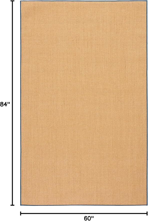 Martha Stewart x SAFAVIEH Area Rug Collection - 5' x 7', Natural & Navy, Sisal & Jute, Farmhouse Style, Ideal for Living Room, Bedroom, Office, Dining Space (MSR9501D)