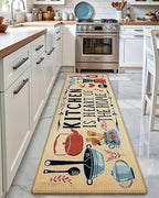 DEXI Kitchen Mats for Floor, 23x59, Cushioned Standing Mat Anti Fatigue, Wide Waterproof Comfort Farmhouse Padded for Laundry Room Office, Beige/Black