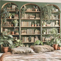 Accnicc Sage Green Plant Bookshelf Tapestry Botanical Bookshelf Tapestries Wall Hanging Vintage Potted Plants Library Backdrop Extra Large Tapestry for Bedroom Living Room Dorm 90 x 68 inch