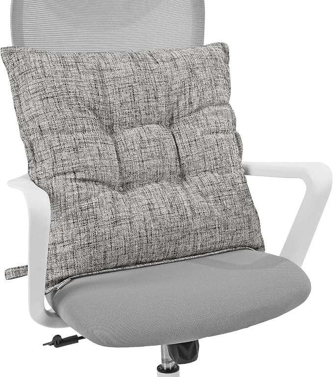 SINSOSSO Large Floor Pillow 22", Thickened Bite-Size Memory Foam Square Non-Slip Cushion for Office Back Support/Indoor Yoga/Chair Seat, Fashionable Color-Blocked Fabric & Washable, White-Gray, 1 PCS