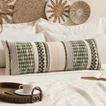 ANRODUO Pack of 1 Boho Decorative Throw Pillow Covers 14x36 Farmhouse Cushion Case Long Chenille Pillow Cases Lumbar Pillow Covers Accent Neutral Pillowcase for Sofa Couch Bed, Olive Green Stripe