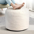 Dual-Size Corduroy Ottoman with Hidden Zipper – Ergonomic Memory Foam Footrest Poufs for Office Desks, Couches & Delicate Floors Off-White 20"x 15"