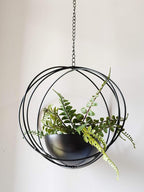 Boho Black Metal Plant Hanger,Metal Geometric Hanging Planter, Modern Planter, Mid Century Air Plant Holder Stand, Minimalist Planter for Indoor Outdoor Home Wedding Decor