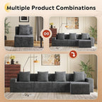 WLIVE 32'' Middle Sofa Seat of Cloud Sectional Couches for Living Room, Boneless Armless Chair, Memory Foam Corduroy, Grey