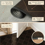 Large Dark Brown Checkered Easy Jute Outdoor Area Rug 5x7, Boho Diamond Geometric Pattern Non-Slip Living Room Patio Rug Indoor, Low Pile Stain Resistant Boho Decor Carpet for Dining Room and Office