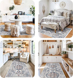 Washable 4x8 Hallway Area Rug: Vintage 8ft Water Resistant Soft Runner Rug for Entry Kitchen Non Slip Wide Low Pile Carpet for Living Room Bedroom Thin Floor Mat for Bathroom Dining Room(Brick,4x8)