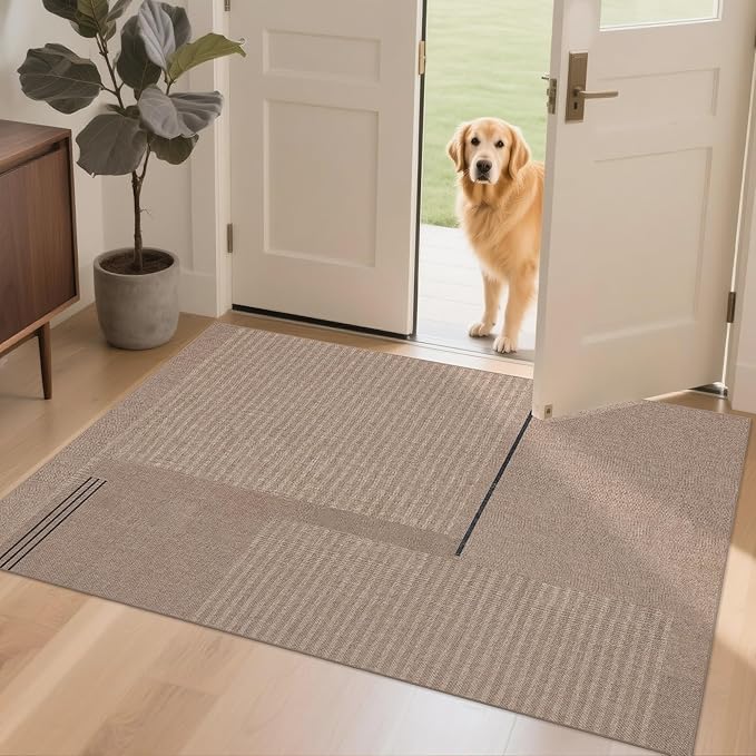 Easy Jute Rug 3x5: Indoor Outdoor Natural Boho Area Rugs for Living Room Patio Washable - Farmhouse Neutral Contemporary Carpet Mat for Entryway Bedroom Kitchen Backyard Sunroom Non Slip