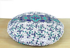ICC 32 Inch Floor Pillows & Cushions Covers Decorative Hippie Mandala Pouf Pillow Covers Bohemian Seating Meditation Cushion Cover Large Boho Ottoman Case Pillowcase for Couch White Blue