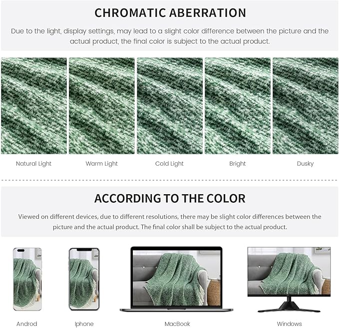BOURINA Throw Blanket Soft Lightweight Cozy Throw for Bed Couch Decorative Blanket, Green 50" x 60"