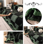 ROOMLIFE Ink Green Couch Cover Sofa Covers, Chenille Couches Covers for 3 Cushion Sofas, Non Slip Soft Breathable Sofa Slipcovers for Pet, Washable Furniture Protector with Tassel,71''X134”