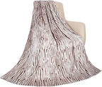 MACEVIA Flannel Fleece Throw Blanket, Zebra Print for Women, Brown and Grey Throw, Soft Animal Print Blankets Cozy for Bed Sofa Couch 260GSM, Suitable for All Seasons (Brown Zebra,50x60inches)