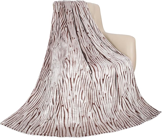 MACEVIA Flannel Fleece Throw Blanket, Zebra Print for Women, Brown and Grey Throw, Soft Animal Print Blankets Cozy for Bed Sofa Couch 260GSM, Suitable for All Seasons (Brown Zebra,50x60inches)