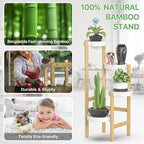 Wisuce Bamboo Plant Stands Indoor, 4 Tiered Tall Corner Plant Stand Holder Multiple Shelf Flower Tables for Garden Indoor Home (4 Tier -2)