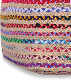 SIMPLIHOME Margo Square Pouf - 20 inch Wide Handwoven Jute and Cotton Chindi Braided Ottoman in Multi-Color, Boho-Style Footstool or Extra Seating for Living Room with Polystyrene Beads, Assembled