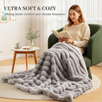 NEXHOME PRO Faux Fur Throw Blanket, Ultra Soft Cozy Warm Fuzzy Fluffy Plush Reversible Blanket for Couch, Sofa, Bed, Home Decor Gift, Tie-dye Grey 5060