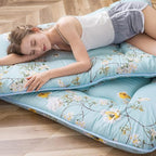 MAXYOYO Rustic Floral Korean Floor Mattress Japanese Futon Mattress, Foldable Bed Roll Up Camping Mattress Floor Lounger Bed Couches and Sofas Mattress Topper King Size