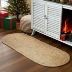 MDS Pack of 1 Handwoven Braided Jute Area Rug 2x10 feet Oval - 100% Natural Burlap Reversible Accent Rugs for Home Decor, Living Room, Doormat, Kitchen, Entryway Rug, Rustic, Farmhouse (2'x10')