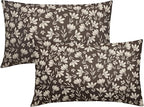Dark Brown Pillow Covers 12x20 Set of 2 Vintage Floral Rustic Old Style Cute Flower Print Rectangle Decorative Outdoor Pillowcases Seasonal Farmhouse Throw Cushion Case Couch Sofa Bed Decor