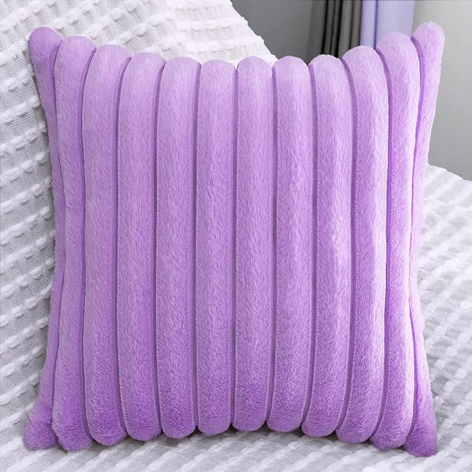 2 Pack 22x22 Pillow Cover Velvet Pillow Covers, Faux Fur Square Throw Pillow Covers for Living Room Decorations Throw Pillow Case, Throw Pillow Cover Cushion Cover for Home Sofa Bedroom Car, Violet