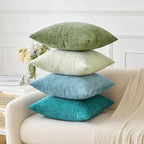 MIULEE Pack of 2 Couch Throw Pillow Covers 24x24 Inch Spring Soft Sage Green Chenille Pillow Covers for Sofa Living Room Solid Dyed Pillow Cases