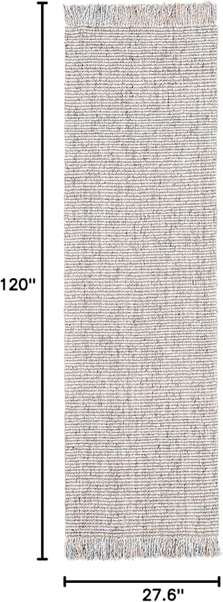 SAFAVIEH Natural Fiber Collection Runner Rug - 2'3" x 10', Grey & Natural, Handmade Woven Fringe Jute, Ideal for High Traffic Areas in Living Room, Bedroom (NF826F)