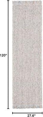 SAFAVIEH Natural Fiber Collection Runner Rug - 2'3" x 10', Grey & Natural, Handmade Woven Fringe Jute, Ideal for High Traffic Areas in Living Room, Bedroom (NF826F)