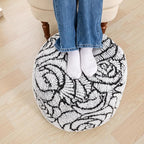 Asuprui Fluffy Flower Pouf Ottoman Cover Only – 20"x14" Round Plush Fuzzy Pouf Shell for Footrest, Stool or Floor Seat, Soft Removable Home Decor (No Insert Included) (Cream)