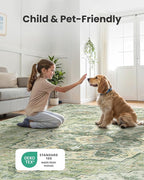 AMADA HOMEFURNISHING 9x12 Area Rug, Washable Low-Profile Large Area Rug with Non-Slip Backing & Durable Edge Binding, Vintage Large Rugs for Living Room, Bedroom