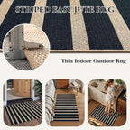 Lahome Elance Striped Easy Jute Entryway Rug, 2x3 Kitchen Rugs Non Slip Washable Indoor Outdoor Door Mat, Farmhouse Neutral Lightweight Non Shedding Small Carpet for Entry Welcome Door
