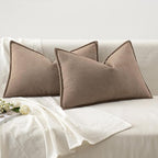 MIULEE Pack of 2 Coco Brown Decorative Lumbar Pillow Covers 12x20 Inch Soft Chenille Luxurious Couch Throw Pillows Farmhouse Cushion Covers with Elegant Design for Sofa Bedroom Living Room Home Decor
