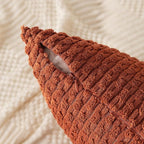 Kevin Textile Fall 12x20 Inch Pillow Cover 1 Pack Boho Decorative Soft Striped Corduroy Lumbar Farmhouse Solid Color Accent Rectangle Cushion Case for Living Room Couch Sofa Bed, Rust