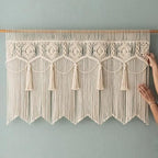 Macrame Wall Hanging Boho Woven Tapestry Valance Window Kitchen Macrame Curtain Door Divider Decoration Bedroom Home Macrame Curtains 55.1" Wx23.6 L