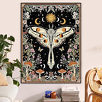 Aipon Boho Moth Tapestry Vintage Floral Flowers Tapestries Aesthetic Retro Mushroom Tapestries for Bedroom Sun and Moon Indie Large Tapestry Wall Hanging for Living Room Dorm 80 x 60 Inch