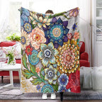 Neasow Floral Fleece Throw Blanket, Vibrant Color Boho Flowers Blossom Cozy Decor Throws for Sofa Bed Couch Chair or Dorm 60×80 inch