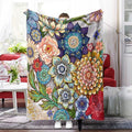Neasow Floral Fleece Throw Blanket, Vibrant Color Boho Flowers Blossom Cozy Decor Throws for Sofa Bed Couch Chair or Dorm 50×60 inch