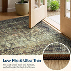 Lessymo 5x7 Washable Area Rug with Non Slip Backing,Soft Boho Indoor Carpets for Living Room Bedroom Nursery, Kid and Pet Friendly, Dark Brow