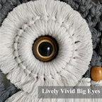 Macrame Owl Wall Hanging - Handmade Boho Hanging Tapestry Art Home Decor, Nature-Inspired Gift for Owl Lovers, Sustainable Fiber Wall Art Minimalist Bird-Themed Decor - Grey