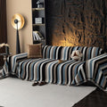 VClife Couch Cover for Sofa, Chenille Sofa Cover for Dog Modern Stripe Couch Cover for 2 Cushion Couch Sofa, Non Slip Furniture Protector Pet Couch Slipcover with Tassel, Black, 71''x118''