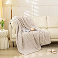 YUSOKI Sherpa Large Throw Blanket Single Layer,Light Weight(1.7lb),370GMS-3D Stylish Design for Gift Home Decor (Linen,50"x65")