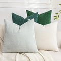 Set of 4 Soft Textured Decorative Throw Pillow Covers 20x20 Inch Cozy Farmhouse Cushion Cover Square Accent Pillow Cases for Bed Couch Sofa Living Room, White Aqua Green