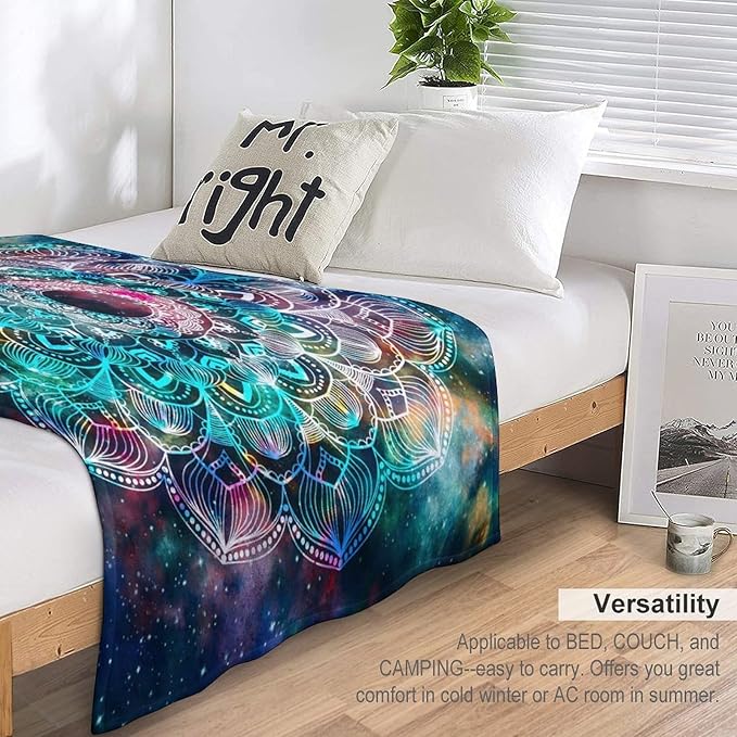 Colorful Mandala Throw Blanket Bohemian Boho Galaxy Blanket for Sofa Bed Couch Chair Or Dorm 40"x50"