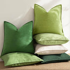 Foindtower Pack of 2, Decorative Linen Soild Throw Pillow Covers Soft Accent Euro Cushion Case Boho Farmhouse Pillowcase for Chair Couch Sofa Bedroom Living Room Home Decor 24 x 24 Inch Forest Green