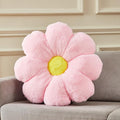 Large 21.6" Pink Flower Pillow Floor Pillow & Office Chair Cushion – Faux Rabbit Fur Plush Decorative Pillow, Comfortable Gift for Girls Adults