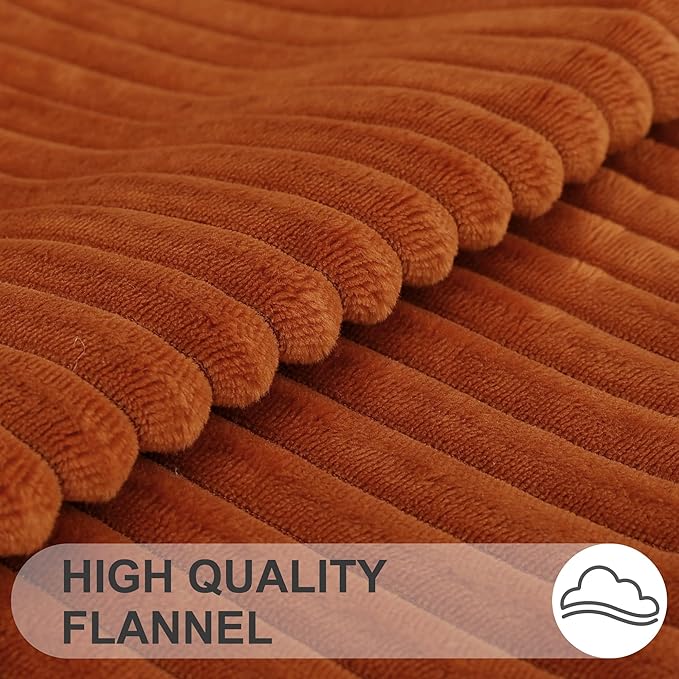 Simmore Decorative Spring Throw Pillow Covers 12x20 Set of 2, Soft Natural Plush Flannel Double-Sided Fluffy Lumbar Pillow Covers for Couch Sofa Living Room, Rust