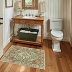 Area Rugs 2'x3' Kitchen Rugs Entry Rug Small Rugs for Entryway Kitchen Bathroom Door Mat Indoor Entrance,Washable Non Slip, Brick Red Rust Neutral Brown Burnt Orange Green