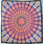 ICC 24" Orange Peacock Mandala Barmeri Large Floor Pillow Cover Cushion Meditation Seating Ottoman Throw Cover Hippie Decorative Zipped Bohemian Pouf Ottoman Pom Pom Cases 24" Square