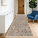 Washable 2' x 6' Runners for Hallways, Non Slip Long Floor Runner for Kitchen, Entryway Indoor, Stain Resistant Rubber Backing Floral Decor Rug (Moss)
