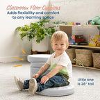 ECR4Kids SoftZone Floor Cushions, Round, Flexible Seating, Light Grey, 6-Piece