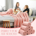 Buryeah 6 Pack Boho Knitted Throw Blankets with Tassels 50x60 Soft Warm Throws Bulk for Wedding Guests Housewarming Employee Teacher Appreciation Gifts Cozy Farmhouse Home Decor (Pink)